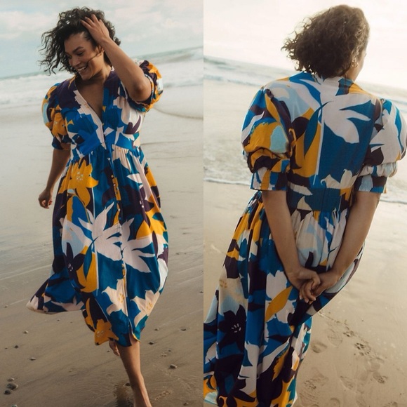 Anthropologie / Conditions Apply Ronika Maxi Dress in Blue Motif - Picture 1 of 13